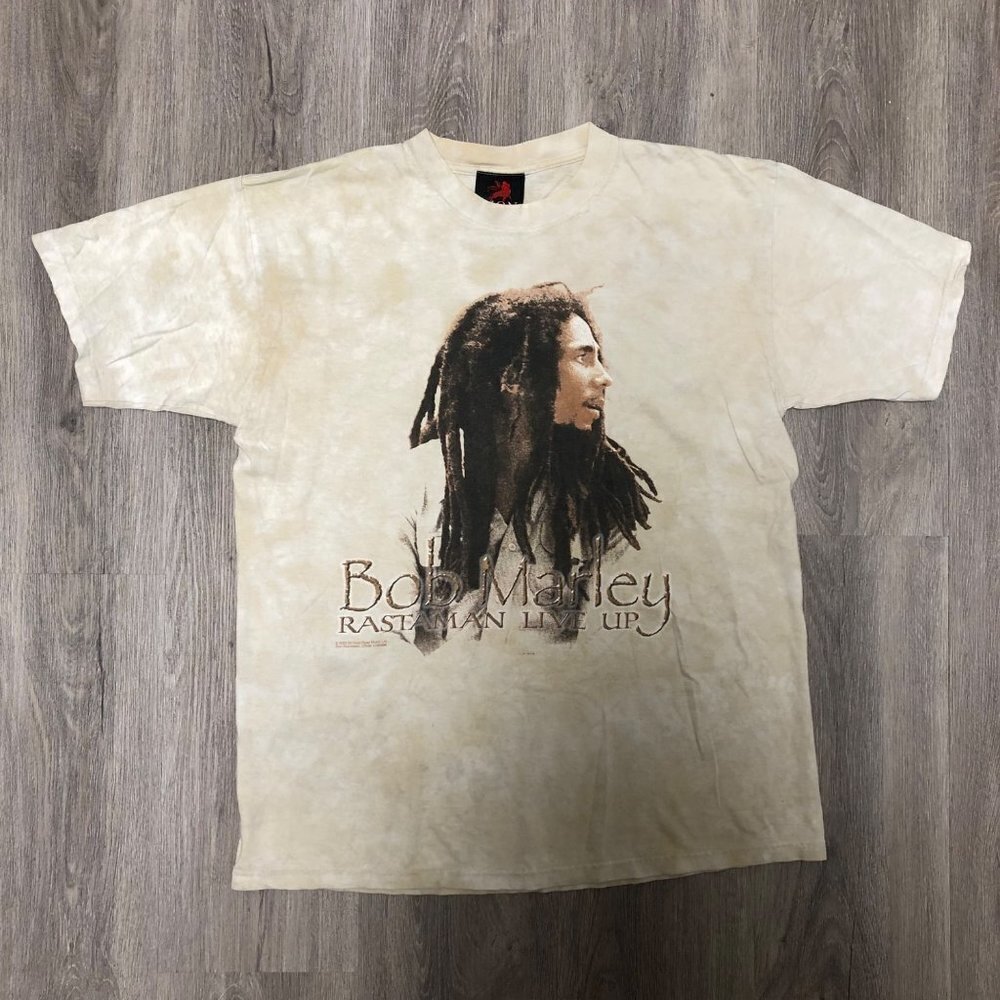 Bob Marley Size Large Vintage T Shirt Y2K Tie Dye Short Sleeve Band Tee